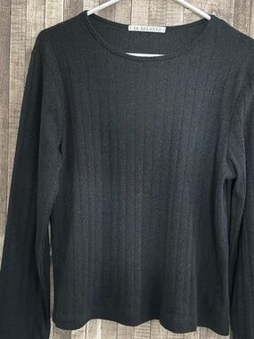 LA RELAXED LONG SLEEVE POINTELLE TEE /ORGANIC COTTON